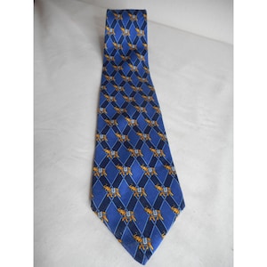 Brooks Brothers Makers Blue Yellow Elephants Animal Print 100% Silk Tie