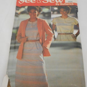 Sewing pattern for women Vintage 1980s Butterick Size 14/16/18 6629 dress bust 34 cut sewing pattern