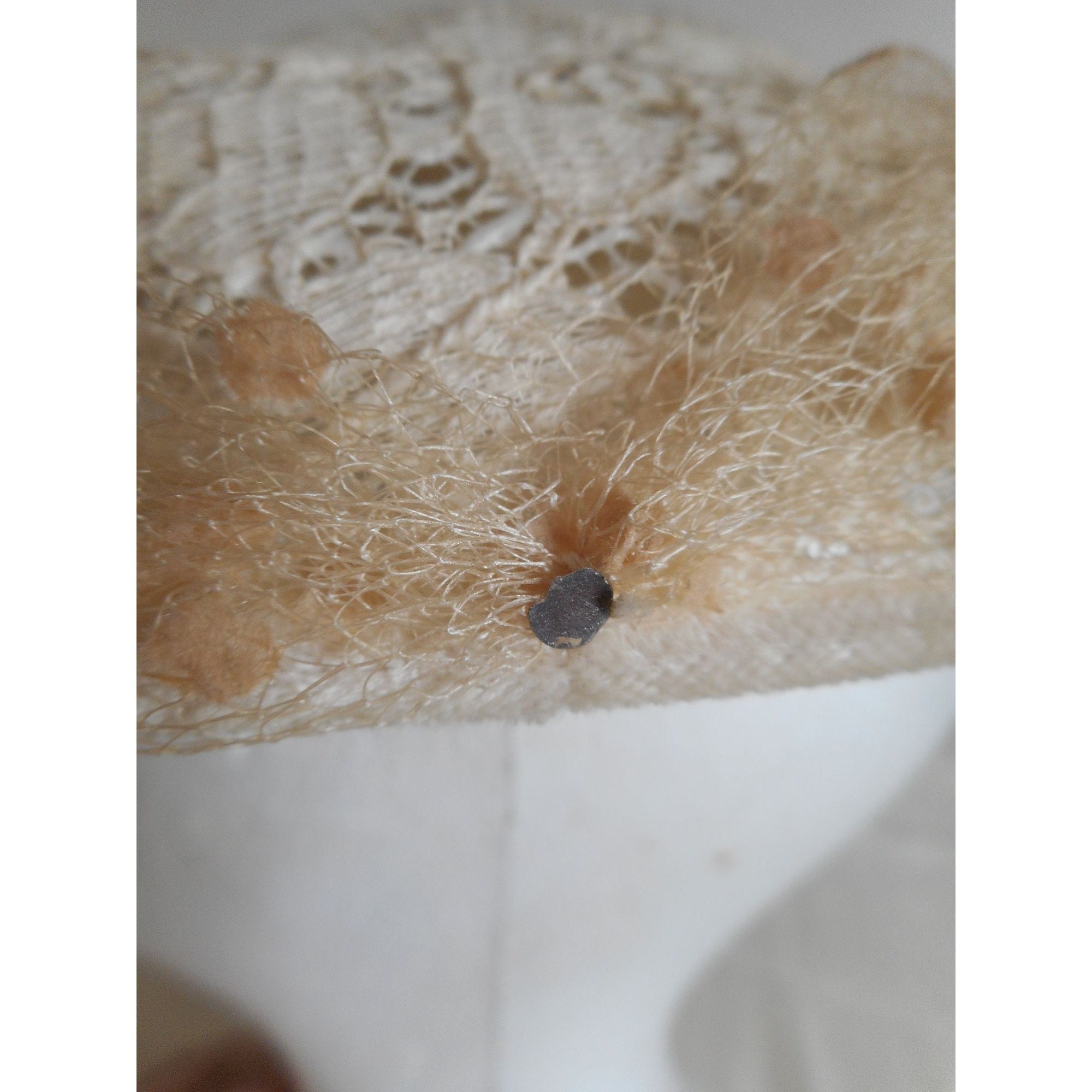 Vintage 1950s Mushroom Cream lace hat with tan lace accent - Estate Find $_57.JPG?set_id=880000500F main image 2