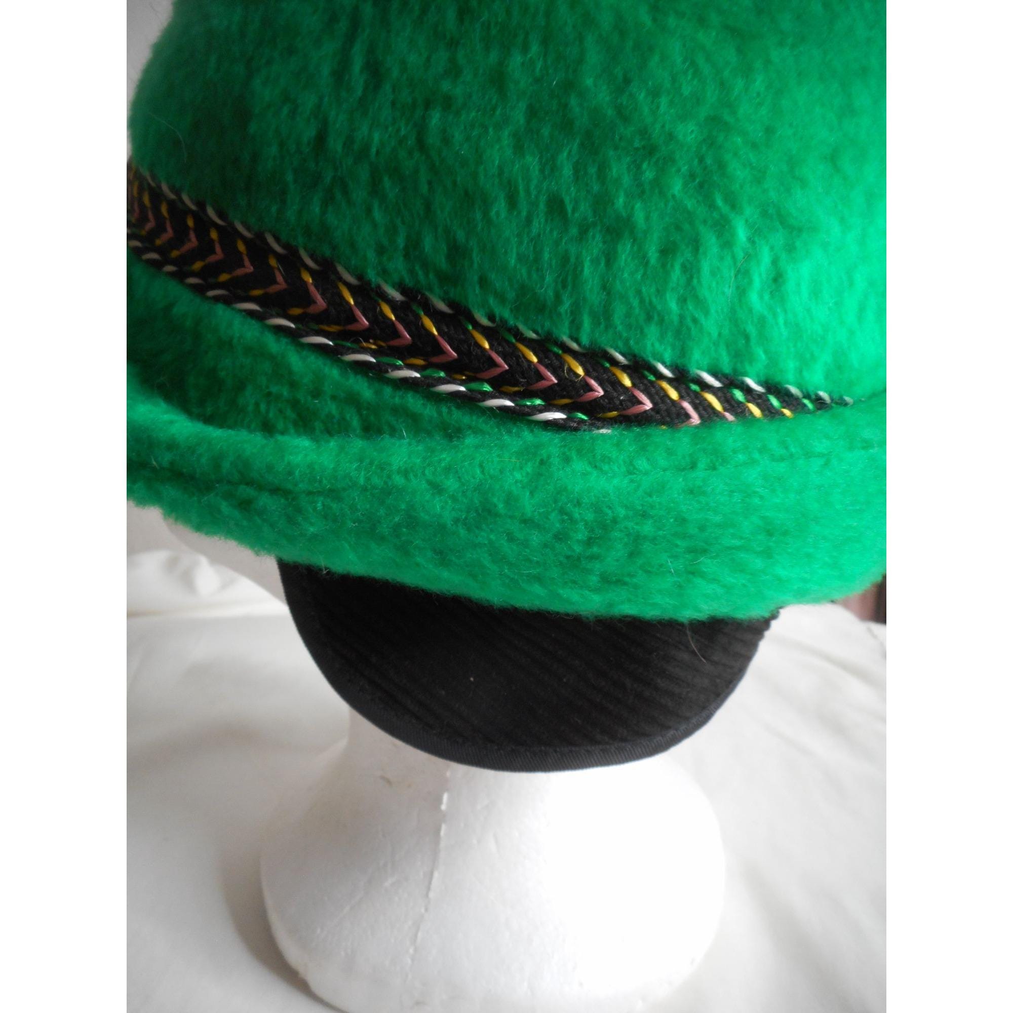 Vintage Bright Green Tyrolean / Alpine Fedora Like Style Hat W