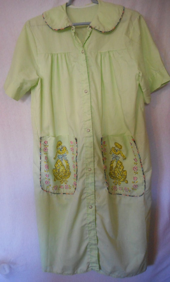 Vintage Green Poodle House Coat House Dress
