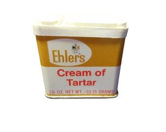 Vintage 1970er Ehler's Cream of Tartar White and Tan Gewürzdose