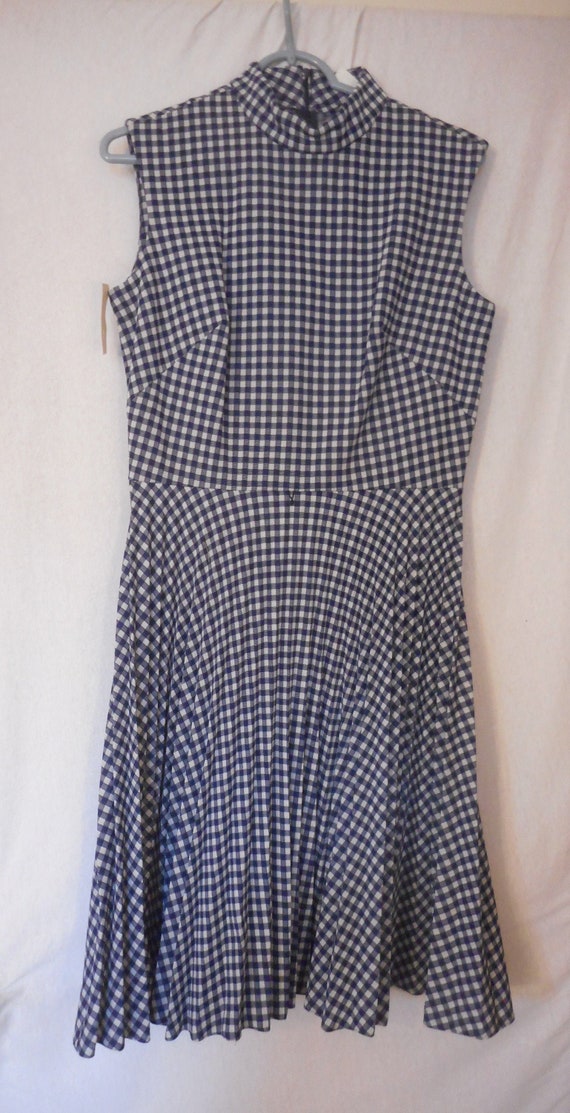 Vintage NWT Checked Dress 1960s 1970s Size 14 zip… - image 1