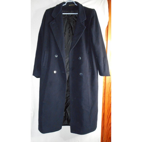 Vintage Blue Cashmere  Blend Womens Long Coat Lin… - image 1
