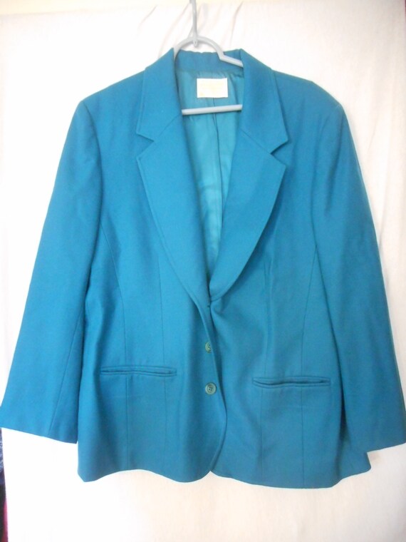 EUC Vintage 1980/'s 1990/'s Womens Pendleton Blue Wool Wrap Style Cropped Blazer Jacket Size 10