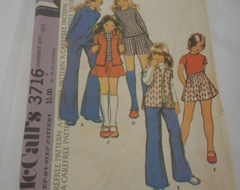 Sewing pattern for girlsVintage 1970s Girls Size 10.5 uncut McCall's sewing pattern 3716 for knits