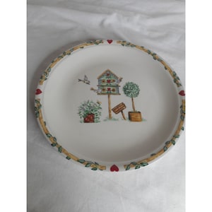 Vintage Lot of 4 Thomson Pottery Birdhouse Topiary Dinner Plates #2