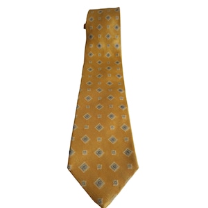 Vintage 100% Italian Silk Brooks Brothers Yellow blue Mens Tie Necktie USA Made Estate Find