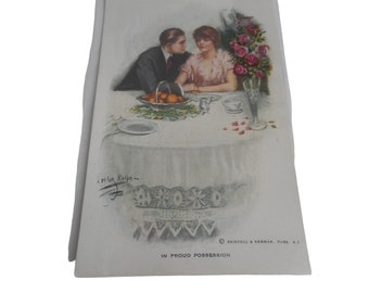 Vintagevykort vintagepar 1920 begagnat
