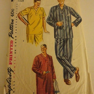 sewing pattern for men women unisex Vintage Men / Unisex Adult Size S Pajamas cut 4108 Simplicity