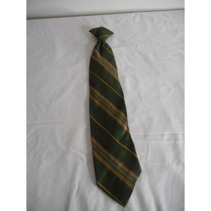 Vintage  striped Green Purple Yellow Clip on Tie Necktie Snapper