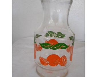 Vintage Glas Orange Saftdose Kanne Getränkekrug Dekanter Karaffe
