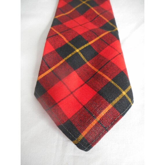 Vintage 1930s Wool Plaid Tie necktie Melbroke red… - image 2