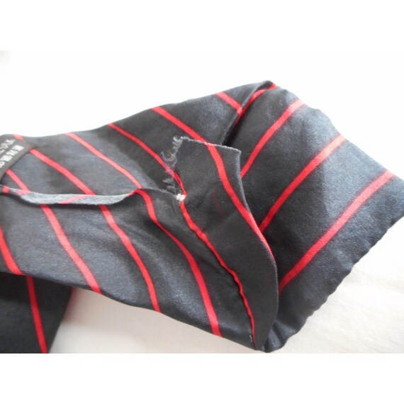 Vintage Orient Blue Red Striped silk narrow Tie n… - image 4