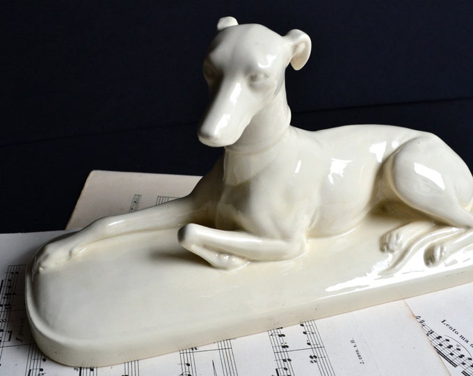 Antique Ceramic Art Deco Dog Statue Greyhound Whippet 1920 Sarreguemines France Etsy