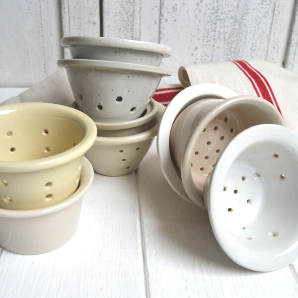 9 Vintage Faisselles Rustic French Ceramic Cheese Moulds Whey Molds Drainers