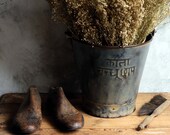 Antique Zinc Farm Bucket Rustic Metal Galvanized Old Garden Laundry Pail Cleaning Supplies SFV
