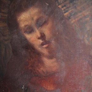 Original Portrait Painting of a Woman Antique French Oil Paint on Canvas Pierre Souffran