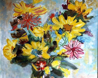 Large Original Still Life Oil Painting French Modern Floral Art
