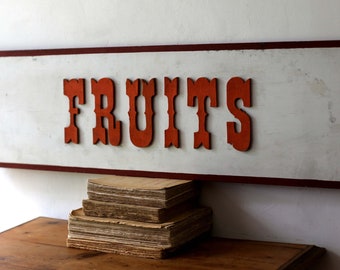 Antique French Fruits Advertising Sign Large Wooden Shop Panel Old Store Sign Fruit
