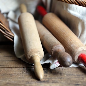 3 Antique Rolling Pins French Baking Wooden Utensils