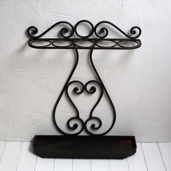 Antique French Metal Umbrella Stand Cast Iron Hall Furniture