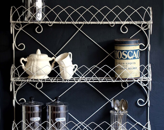 White Painted Wire Shelves Vintage French Fil De Fer Bakers Etsy