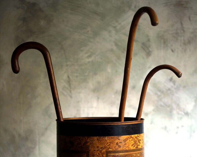 Antique French Toleware Umbrella Stand Tole Hallway Decor Walking Stick