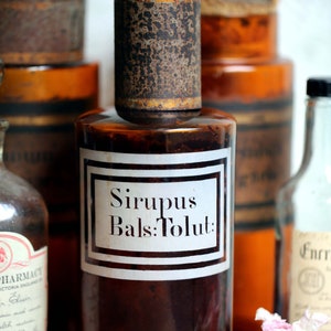 Antique French Apothecary Jar Amber Glass Medicine Storage Canister Pharmacy Bottle
