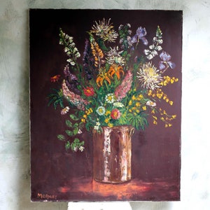 Large Original Still Life Oil Painting French Mid Century Modern Floral Art J Mornay