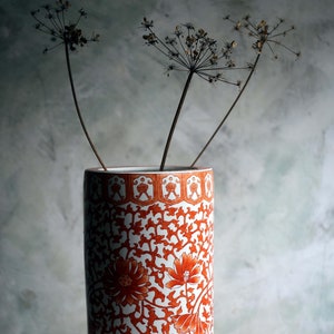 Antique Umbrella Stand Asian Porcelain Walking Cane Holder Hallway Decor Large Vase