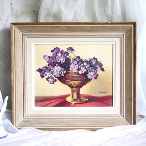 Vintage Floral Oil Painting: Lilac Still Life, Signed R Sagaut