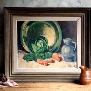 Original Oil Painting Expressionist Still Life Vintage French Kitchen Art Rene Le Forestier image 1