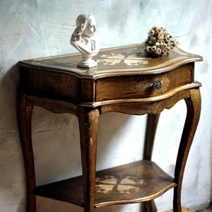 Florentine Console Nightstand/Dresser Wooden Bedside Cabinet Italian Vintage White & Gold image 1