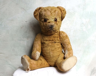 Antique Teddy Bear Old French Childs Jointed Mohair Stuffed Toy Bear