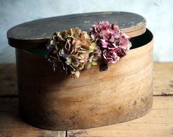 HUGE Antique Bentwood Hat Box Large French Wooden Storage Box Circa 1900