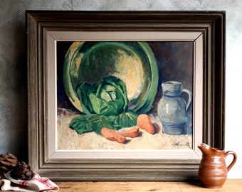 Original Oil Painting Expressionist Still Life Vintage French Kitchen Art Rene Le Forestier