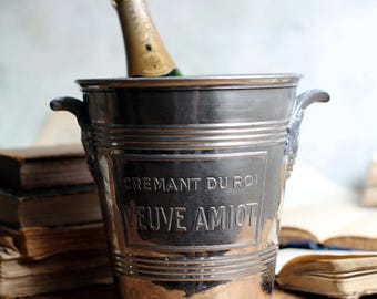 Antique Silver Plate Champagne Bucket Veuve Amiot Ice Wine Cooler Cremant du Roi