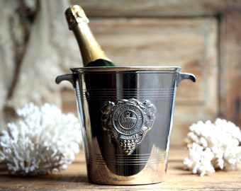 Antique Silver Plate Monopole Heidsieck Champagne Bucket Ice Bucket Wine Cooler Vintage French Barware Piper Charles H