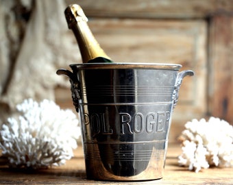 Antique Silver Plate Pol Roger Champagne Bucket Ice Bucket Wine Cooler Vintage French Barware