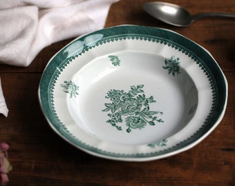 Wedgwood Rim Soup Bowl Green Transferware Dish Mount Vernon