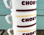 Set of 4 Retro French ARCOPAL Kitchen Bistro Vintage Glass Choky Hot Chocolate Coffee Cups