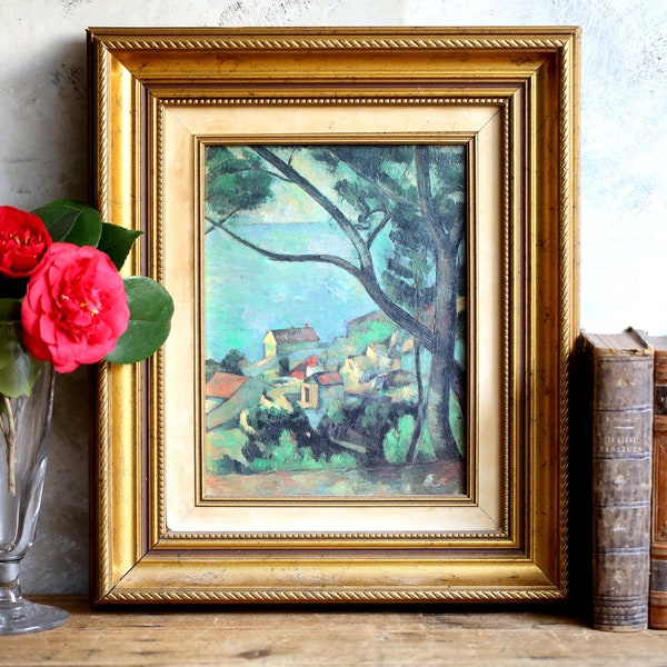 Landscape Oil Painting Impressionist Framed Coastal View French Fauvist Sea Scene Gold Framed Picture