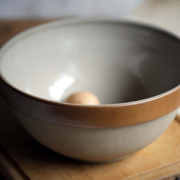 Large Antique Earthenware Jatte Large French Kitchen Ceramic Mixing Bowl Size 10