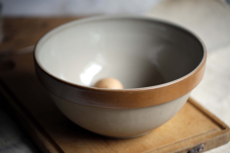 Large Antique Earthenware Jatte Large French Kitchen Ceramic Mixing Bowl Size 10 image 1