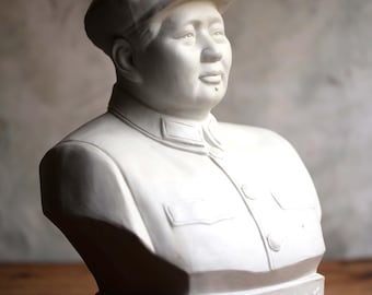 毛沢東主席の大型胸像 白い陶器像 ミッドセンチュリー 毛沢東 文化