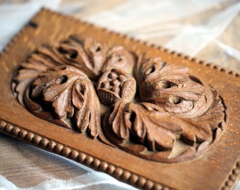Antique French Wood Carving Carved Wooden Plaque Apprentice Piece
