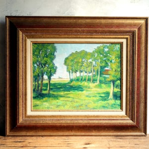 Original Landscape Oil Painting Framed French Impressionist Woodland Scene Framed Picture