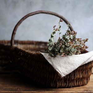 Large Antique French Rustic Wicker Oyster Fishing Basket Bentwood Willow Trug