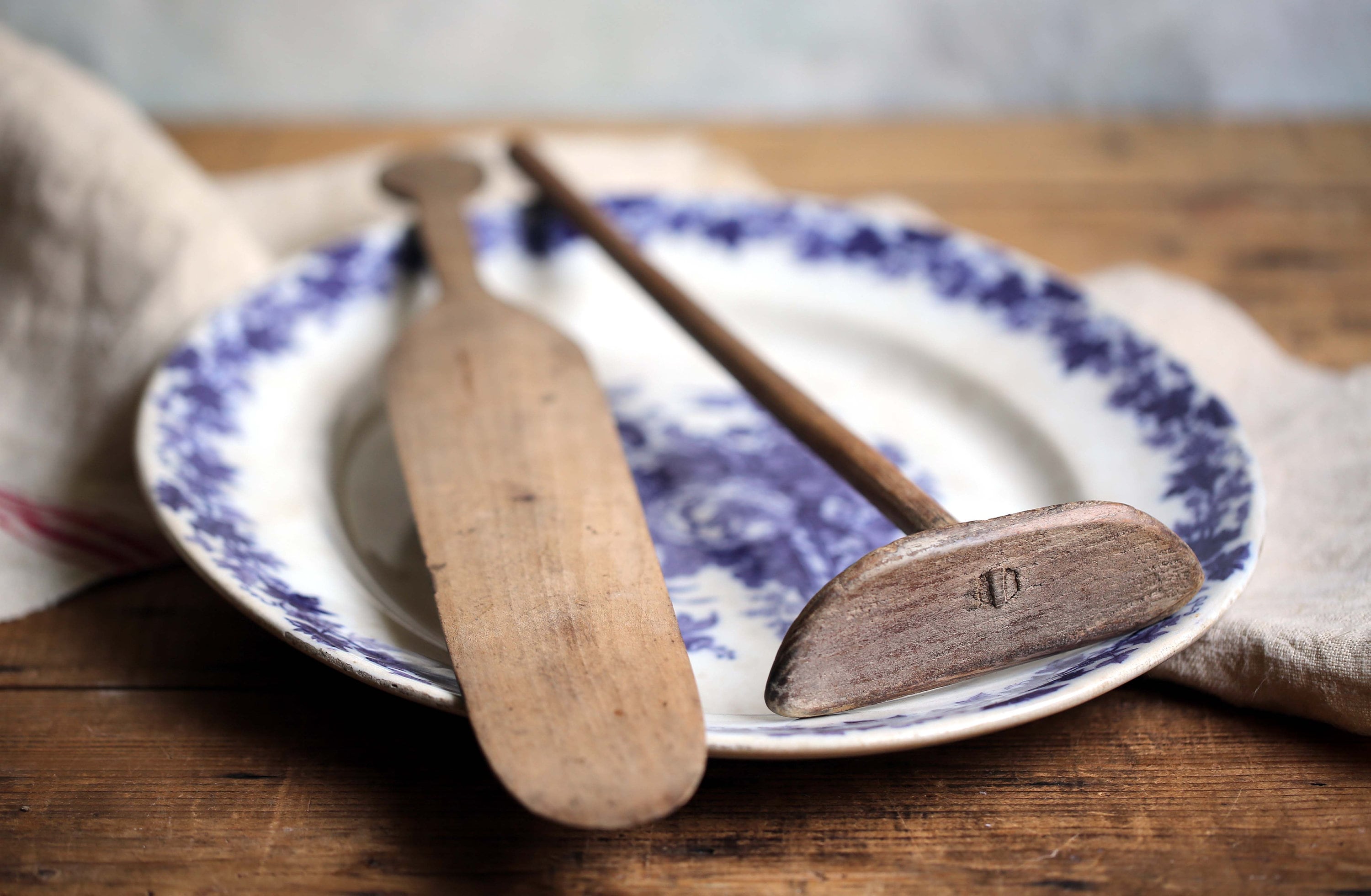 grands ustensiles de crêpe antiques outils en bois français spatule à crêpes